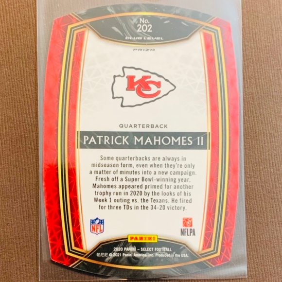 🔥PATRICK MAHOMES REFRACTOR RED DIE CUT ~ 2020 PANINI SELECT FOOTBALL… - Picture 5 of 5